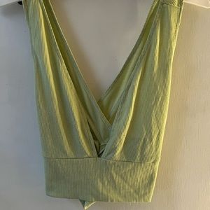 Green crossed back crop top